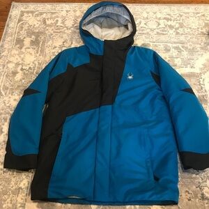 Spyder Blue and Black Puffer Jacket with Insulated Design